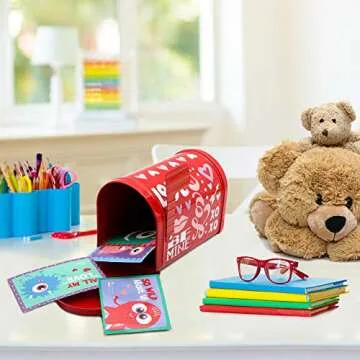 JOYIN Cute 3-Pack Valentine Tin Mailboxes for Kids