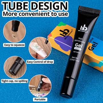 Nail Art Rhinestone Glue Gel with 3D Charms & Tools Set