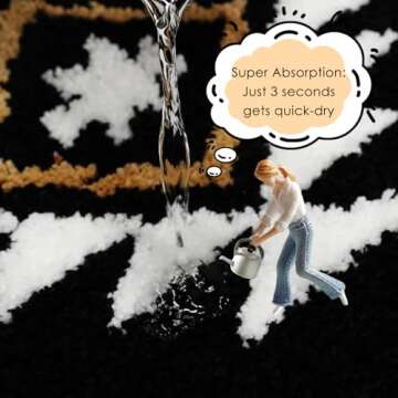 Mocsicka Boho Bathroom Rug 20'' X 32'' Non-Slip Washable Western Bath Mat Absorbent Soft Small Bath Mat Black Aztec Rug for Bathroom Farmhouse Rug for Bedroom Entryway Kitchen, MY0354