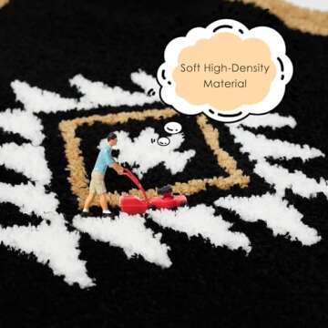 Mocsicka Boho Bathroom Rug 20'' X 32'' Non-Slip Washable Western Bath Mat Absorbent Soft Small Bath Mat Black Aztec Rug for Bathroom Farmhouse Rug for Bedroom Entryway Kitchen, MY0354