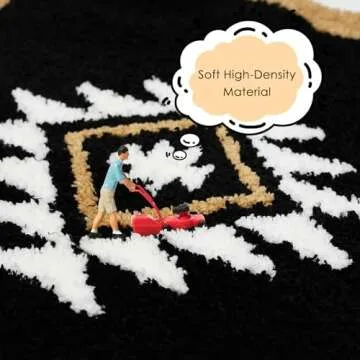 Mocsicka Boho Bathroom Rug 20'' X 32'' Non-Slip Washable Western Bath Mat Absorbent Soft Small Bath Mat Black Aztec Rug for Bathroom Farmhouse Rug for Bedroom Entryway Kitchen, MY0354