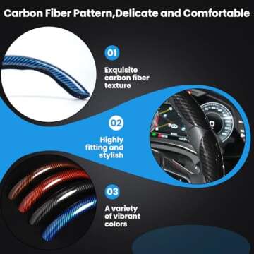 Hiseanllo Carbon Fiber Steering Wheel Cover Set for All Cars