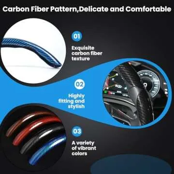 Hiseanllo Carbon Fiber Steering Wheel Cover Set for All Cars