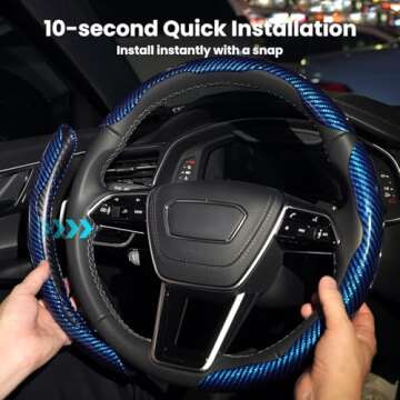 Hiseanllo Carbon Fiber Steering Wheel Cover Set for All Cars