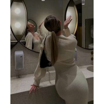 CIDER 2 Piece Sweater Dresses for Women Winter Slit Long Sleeve Womens Midi Dress Pullover Bodycon W...