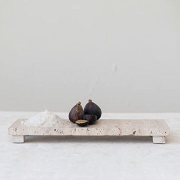 Creative Co-Op Travertine Footed Charcuterie Board Beige