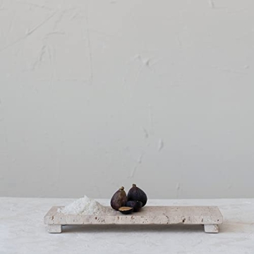 Creative Co-Op Travertine Footed Charcuterie Board Beige