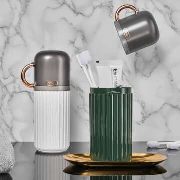 Elivida 2Pcs Travel Toothbrush Case Travel Toothbrush Holder with Cup,Large Container for Toothbrush...