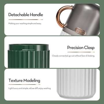 Elivida 2Pcs Travel Toothbrush Case Travel Toothbrush Holder with Cup,Large Container for Toothbrush/Toothpaste/Razor/Comb,Toothbrush Holder with Cover for Home Business School(7.87x2.83 White+Green)