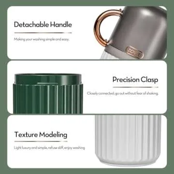 Elivida 2Pcs Travel Toothbrush Case Travel Toothbrush Holder with Cup,Large Container for Toothbrush/Toothpaste/Razor/Comb,Toothbrush Holder with Cover for Home Business School(7.87x2.83 White+Green)