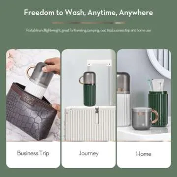 Elivida 2Pcs Travel Toothbrush Case Travel Toothbrush Holder with Cup,Large Container for Toothbrush/Toothpaste/Razor/Comb,Toothbrush Holder with Cover for Home Business School(7.87x2.83 White+Green)