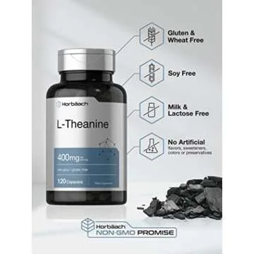 Horbäach L-Theanine | 400mg | 120 Capsules | Non-GMO & Gluten Free
