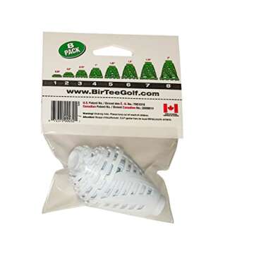BirTee Golf Tees - PRO Speed Version with Enhanced Durability - 8 Pack. Indoor Golf Tees/Golf Simulator Tees/Winter Golf Tees. Bundled with an Exclusive Poker Chip Ball Marker (White)