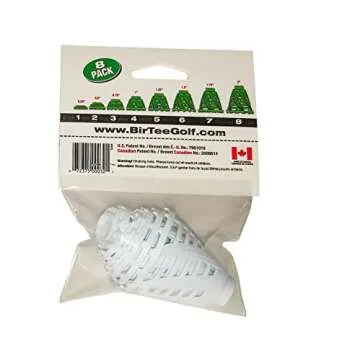 BirTee Golf Tees - PRO Speed Version with Enhanced Durability - 8 Pack. Indoor Golf Tees/Golf Simulator Tees/Winter Golf Tees. Bundled with an Exclusive Poker Chip Ball Marker (White)