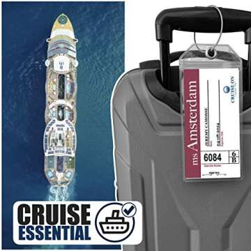 Holland America Cruise Luggage Tag Holder by Cruise On [4 Pack] - Fits All Holland America Ships & T...