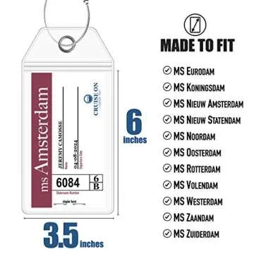 Holland America Cruise Luggage Tag Holder by Cruise On [4 Pack] - Fits All Holland America Ships & Tags - Cruise Essentials 2024 & 2025 - Waterproof & Clear Luggage Tags