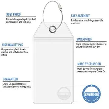 Holland America Cruise Luggage Tag Holder by Cruise On [4 Pack] - Fits All Holland America Ships & Tags - Cruise Essentials 2024 & 2025 - Waterproof & Clear Luggage Tags