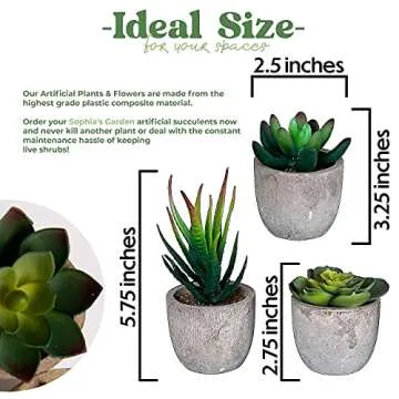 Fake Plant For Desk Decor, Faux Plants Indoor, Succulents Plants Artificial, Small Fake Plants For O...