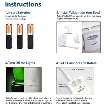 ToiLight The Original Toilet Bowl Night Light. Fun & Useful Bathroom Motion Sensor Tech Gadget. Funny Novelty Birthday Gift Idea. Stocking Stuffer for Him Her Guys Men Mom Brother