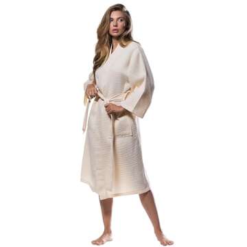 Turquaz Lightweight Full-Length Robes For Women Waffle Kimono Bathrobe - Soft, Fast-Drying, Long-Lasting Cotton Blend Unisex