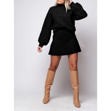 Stylish Zwurew Women's 2 Piece Sweater and Mini Skirt Set