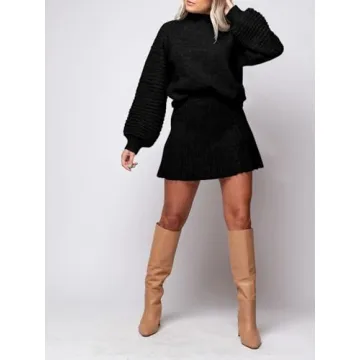 Stylish Zwurew Women's 2 Piece Sweater and Mini Skirt Set