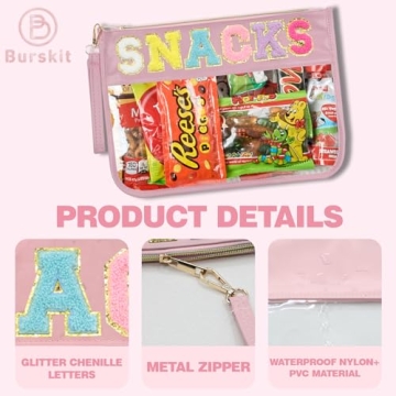 Burskit Clear Zipper Pouch for Snacks and Cosmetics