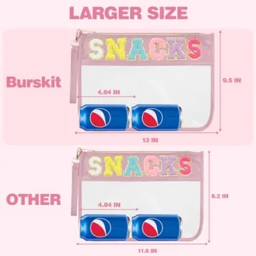 Burskit Clear Zipper Pouch for Snacks and Cosmetics