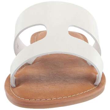 Amazon Essentials Women's Flat Banded Sandal, White, 6