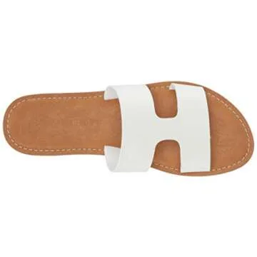 Amazon Essentials Women's Flat Banded Sandal, White, 6