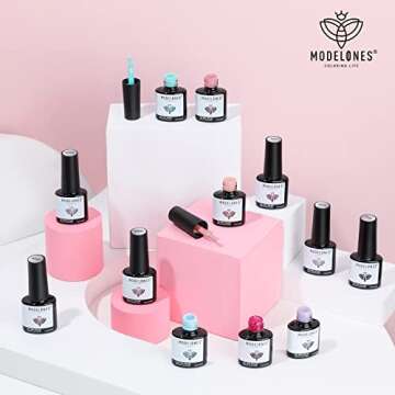 modelones Gel Nail Polish 12PCS Pink White Purple Green Blue Gel Nail Polish Set 2021 Sweet Macaron ...