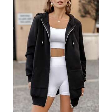 Zeagoo Women's Hooded Pullover Sweatshirt Casual Hoodie With Pockets, Black, Large