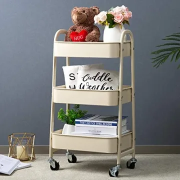 AGTEK Makeup Cart - Stylish 3 Tier Mobile Organizer