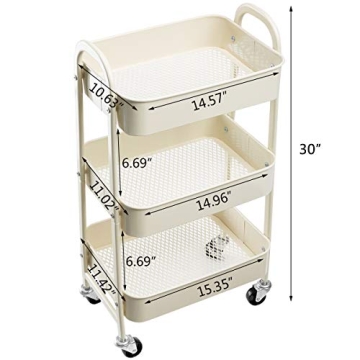 AGTEK Makeup Cart - Stylish 3 Tier Mobile Organizer
