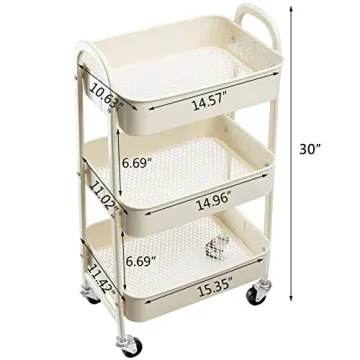 AGTEK Makeup Cart - Stylish 3 Tier Mobile Organizer