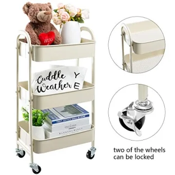 AGTEK Makeup Cart - Stylish 3 Tier Mobile Organizer