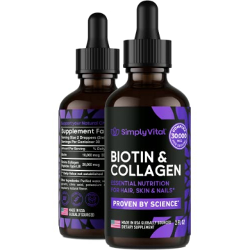 SimplyVital Liquid Biotin & Collagen - Hair, Skin & Nails Vitamins with Biotin 10000mcg & Collagen P...