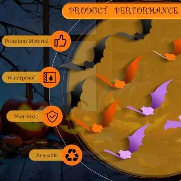 Clabby 36 Pcs 3D Bats Wall Decor for Halloween Parties