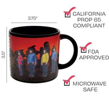 Unemployed Philosophers Guild Star Trek Transporter Heat Transforming Mug - Hot Coffee Beams Down Kirk, Spock, McCoy, and Uhura, Comes in Fun Box,14oz