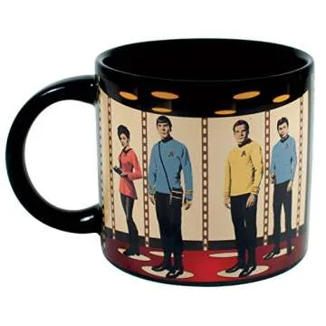 Unemployed Philosophers Guild Star Trek Transporter Heat Transforming Mug - Hot Coffee Beams Down Kirk, Spock, McCoy, and Uhura, Comes in Fun Box,14oz
