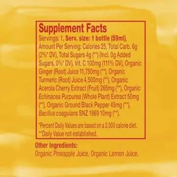 Vive Organic Immune Support Shot, Cold-Pressed Ginger, Turmeric, & Echinacea, Gluten Free, Vegan, Immunity Boost Original, 2 Fl Oz (Pack of 12)