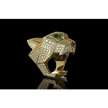 Ssjewel Full Iced Out Panther Ring 14K Gold Plated Jewelry