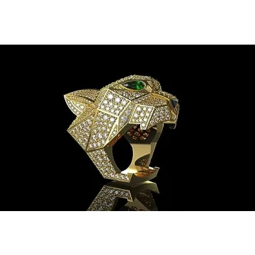 Ssjewel Full Iced Out Panther Ring 14K Gold Plated Jewelry