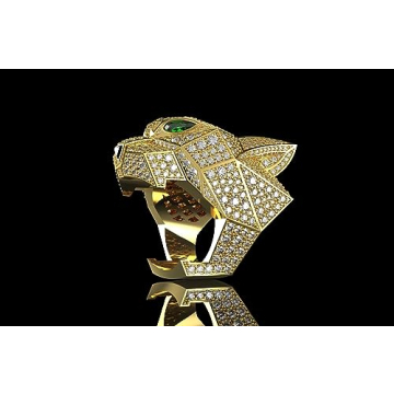 Ssjewel Full Iced Out Panther Ring 14K Gold Plated Jewelry