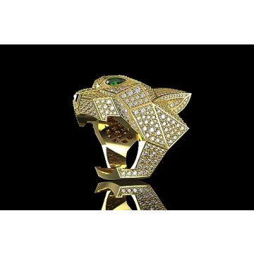 Ssjewel Full Iced Out Panther Ring 14K Gold Plated Jewelry