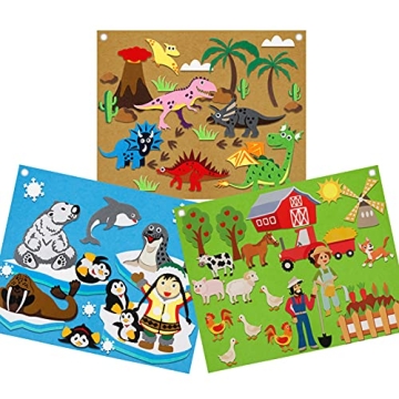 Craftstory Farm Animals Dinosaur Stories Felt Board for Toddlers Preschool Learning Activities, Clas...