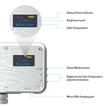 DigiPower LED Video Light - Adjustable Brightness & Color Control