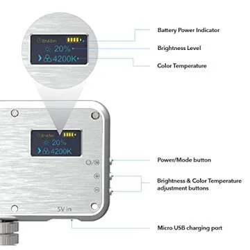 DigiPower LED Video Light - Adjustable Brightness & Color Control