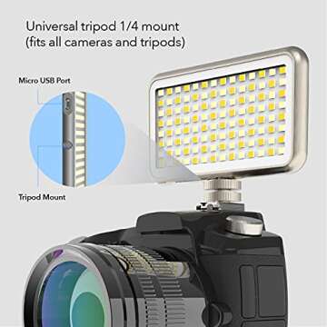 DigiPower LED Video Light - Adjustable Brightness & Color Control
