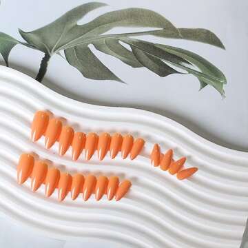 KXAMELIE Orange Almond Press-on Nails for Women